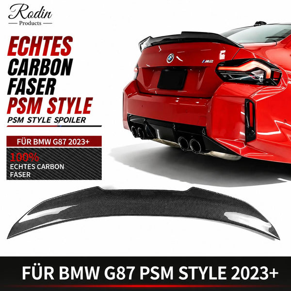 Echtcarbon-Heckspoilerlippe im PSM-Design passend für BMW M2 G87 (ab 2023)