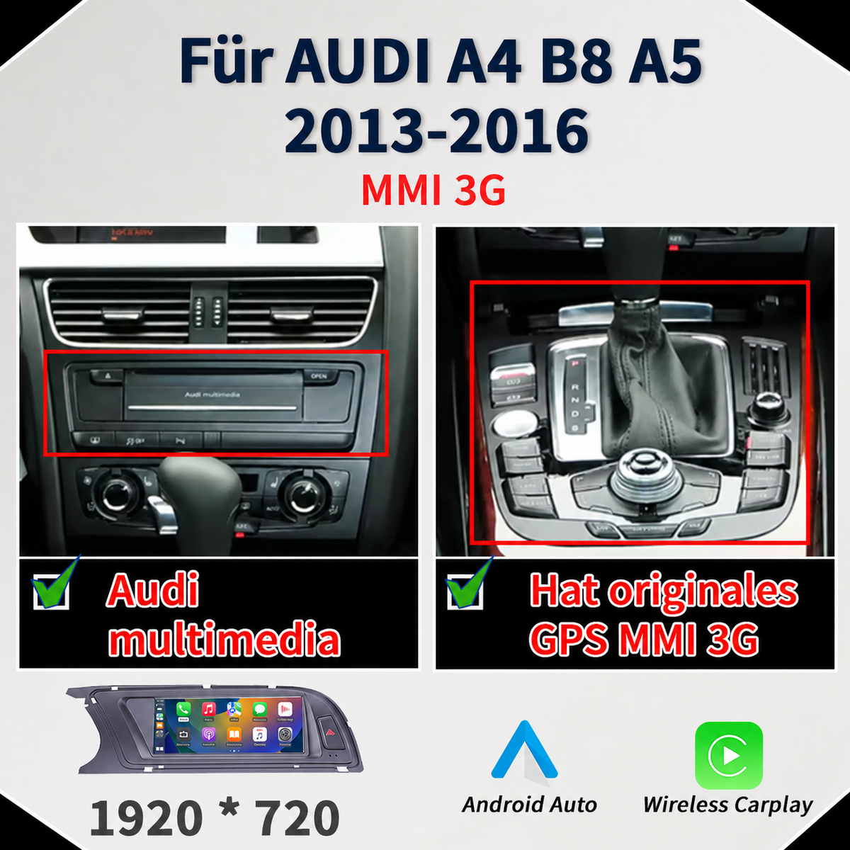 Navigation für Audi A4 B8 A5 – CarPlay & Android Auto