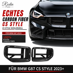 Echtcarbon-CS-Design-Kühlergrill passend für BMW M2 G87 – Fahrzeug- und Produktansicht