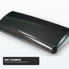 Dry-Carbon-Mittelarmlehnen-Cover – Detailansicht der Carbonstruktur
